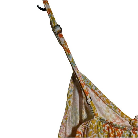 Mimi Chica Medium Yellow Orange Ditsy Floral Sleeveless Button Down Dress Boho - Picture 10 of 14
